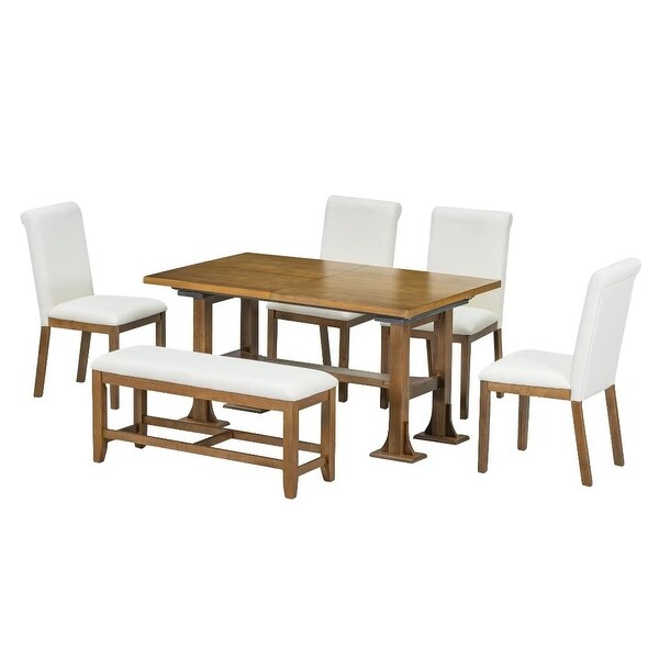 Extendable Dining Table Set,with Removable Leaf and Upholstered Chairs