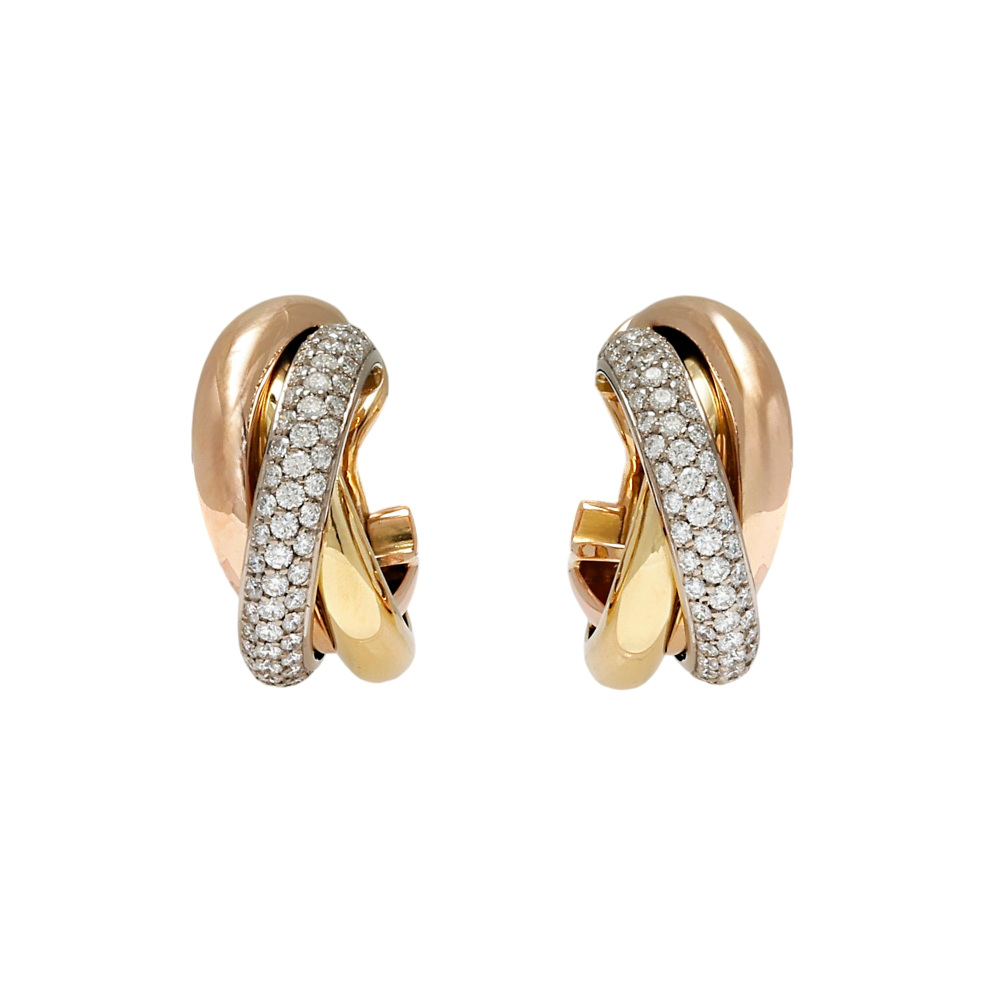 Cartier Trinity Earrings Tri-Gold B8031900