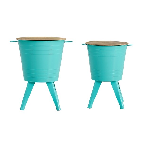 Farmhouse Rustic Distressed Metal Accent Cocktail Table (Set of 2)