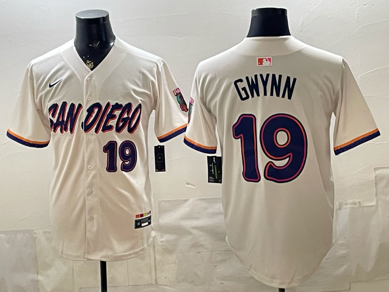 Men's San Diego Padres Tony Gwynn #19 Cream Limited Player Jersey