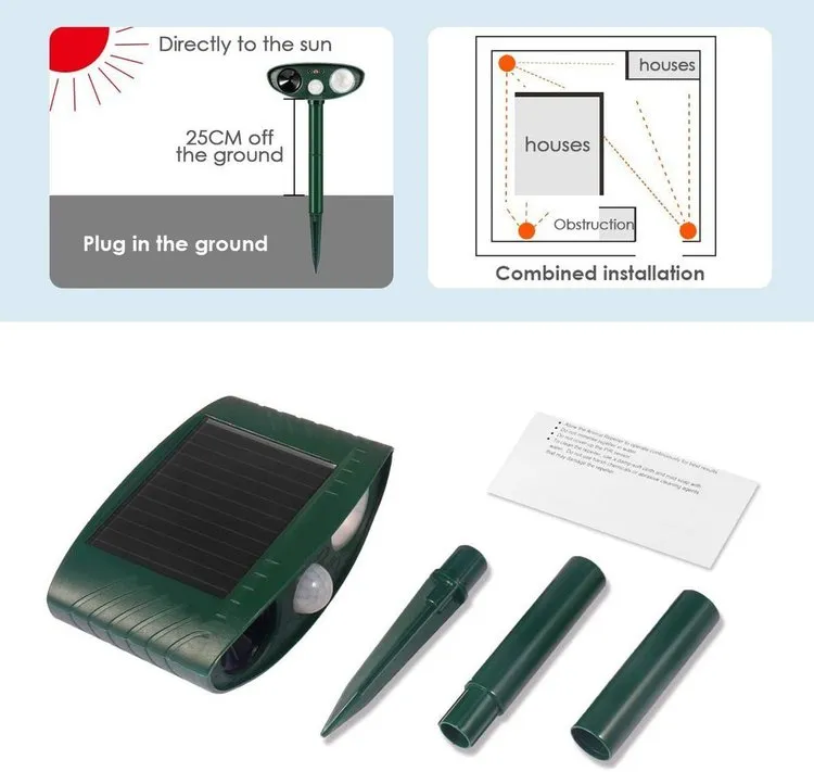Ultrasonic Deer Repeller - PACK of 2 - Solar Powered - Get Rid of Deer in 48 Hours