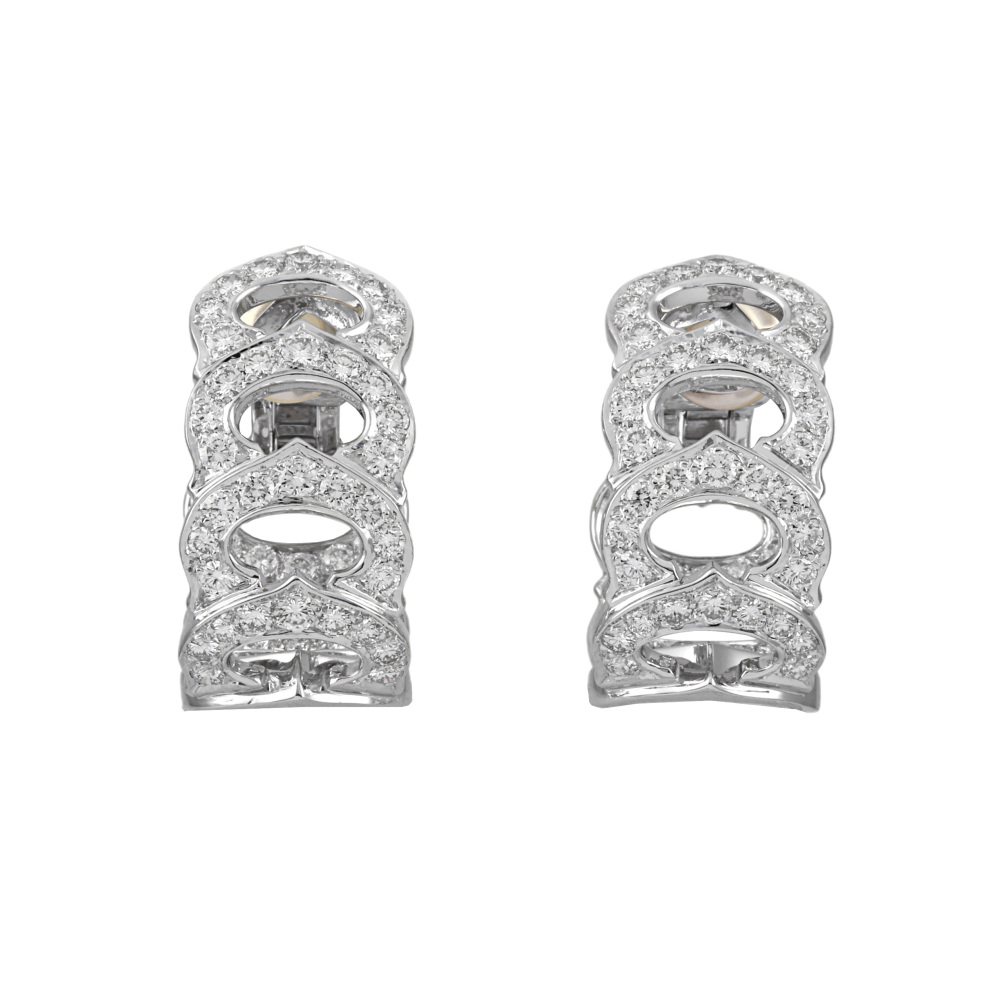 Cartier C Do Earrings 18K White Gold Diamond