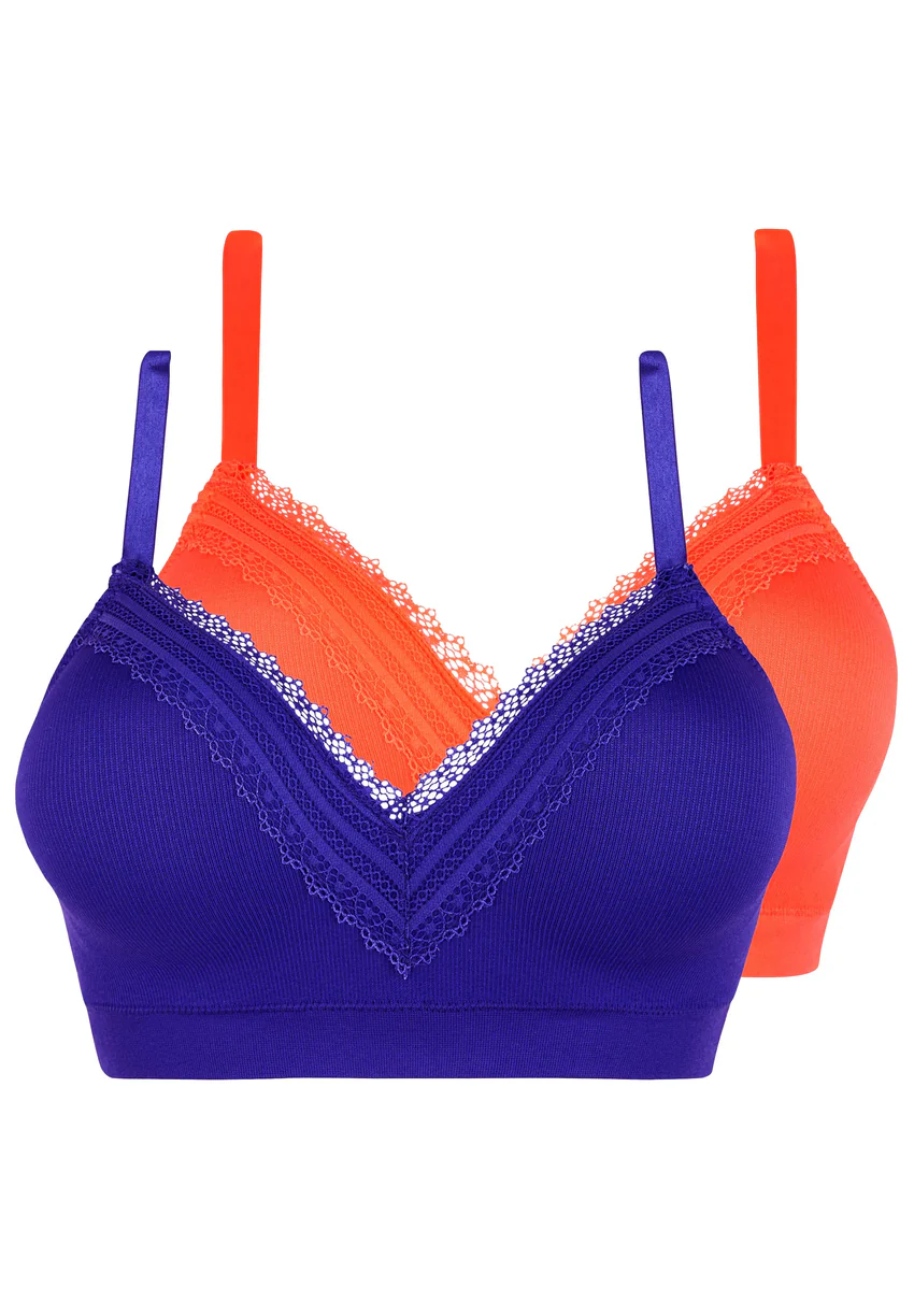 Lot de 2 brassières Agathe Bleu Royal & Orange Corail