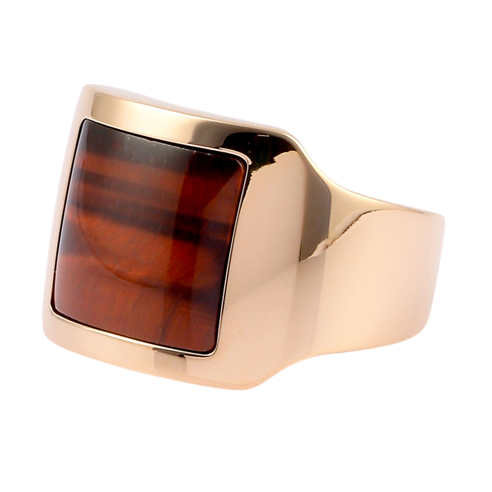 Cartier Santos Dumont Ring 18K Rose Gold Tiger Eye