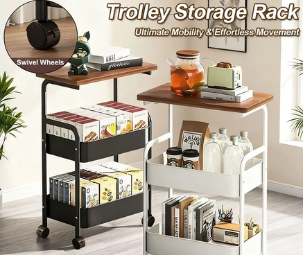 Trolley Shelves Household Movable Snack Trolleys Bedroom Table Kitchen Storage Rack With Wheels