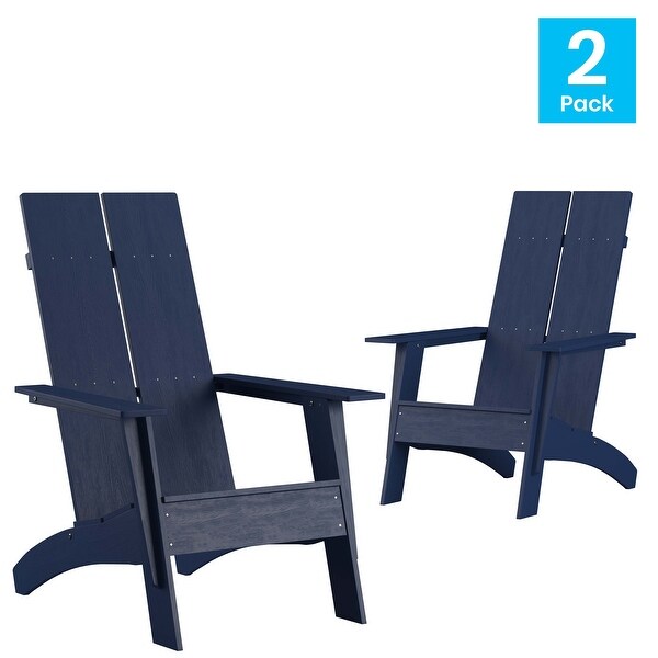 Modern Dual Slat Back Adirondack Style Chairs (Set of 2)