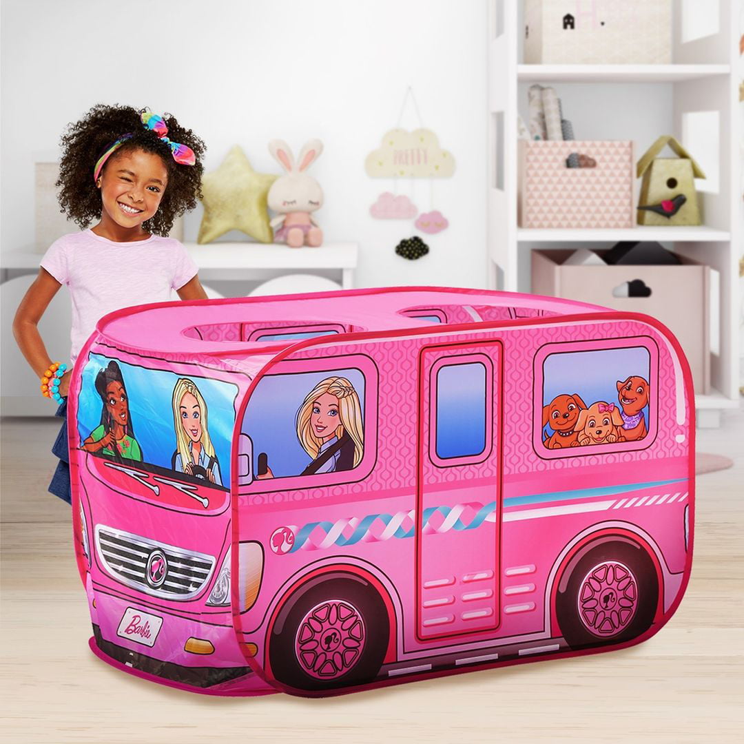 Barbie Dream Camper Pop-up Indoor Play Tent with Carrying Case, Strong Polyester Material & Durable Stitching | Children 3+ Years