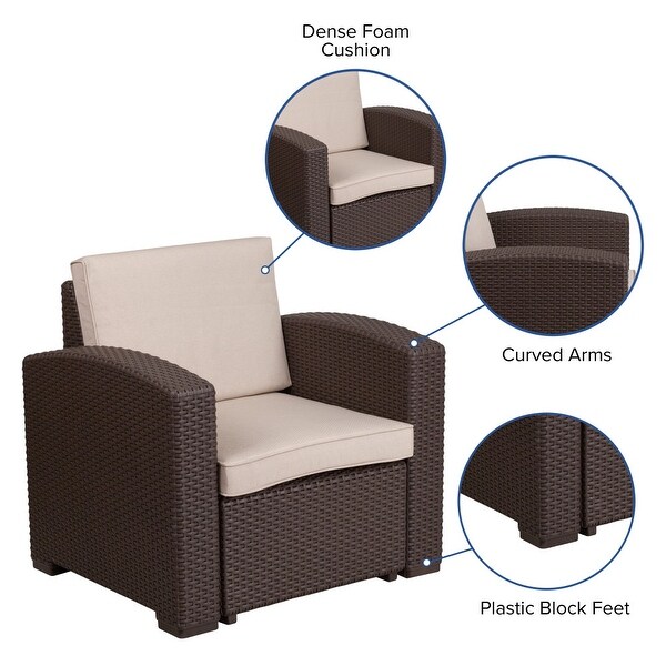 Faux Rattan Chair with AllWeather Cushion