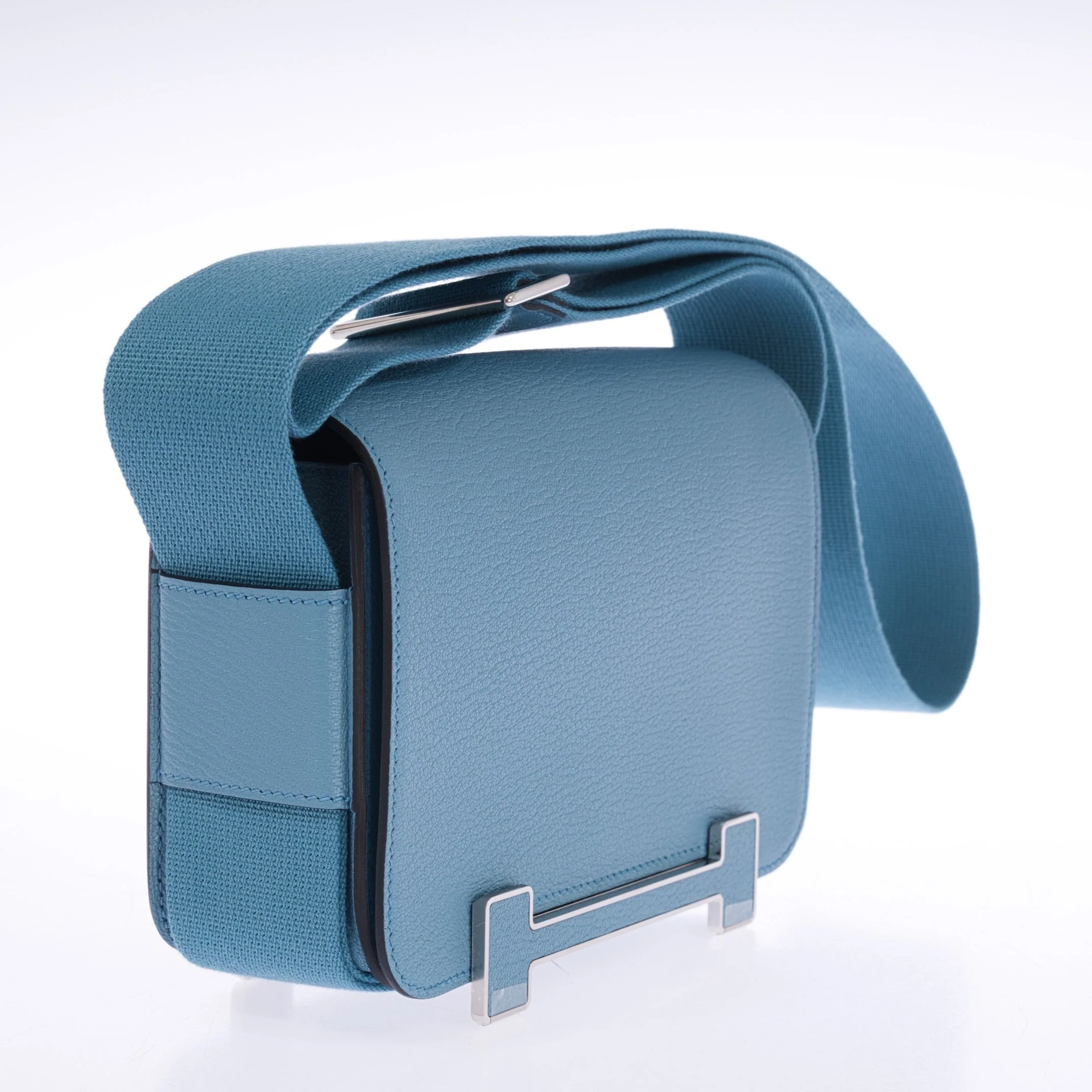 Hermès Geta Bag Blue Jean Chèvre Palladium Hardware