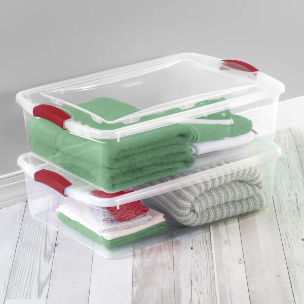 32 Qt. Latch Box Plastic, Infra Red, Set of 6