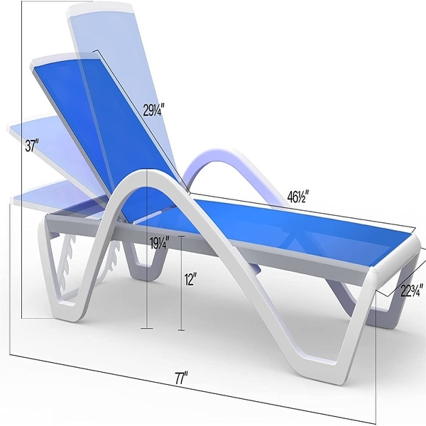 Patio Chaise Lounge Adjustable Aluminum Pool Lounge Chairs with Arm All Weather Pool Chairs,1 Lounge Chair+1 Plastic Table