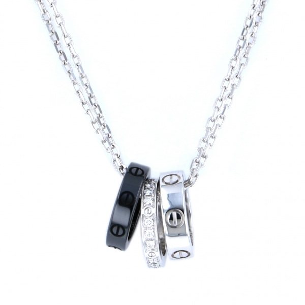 Cartier Love Baby Necklace 18K White Gold & Ceramic Diamond