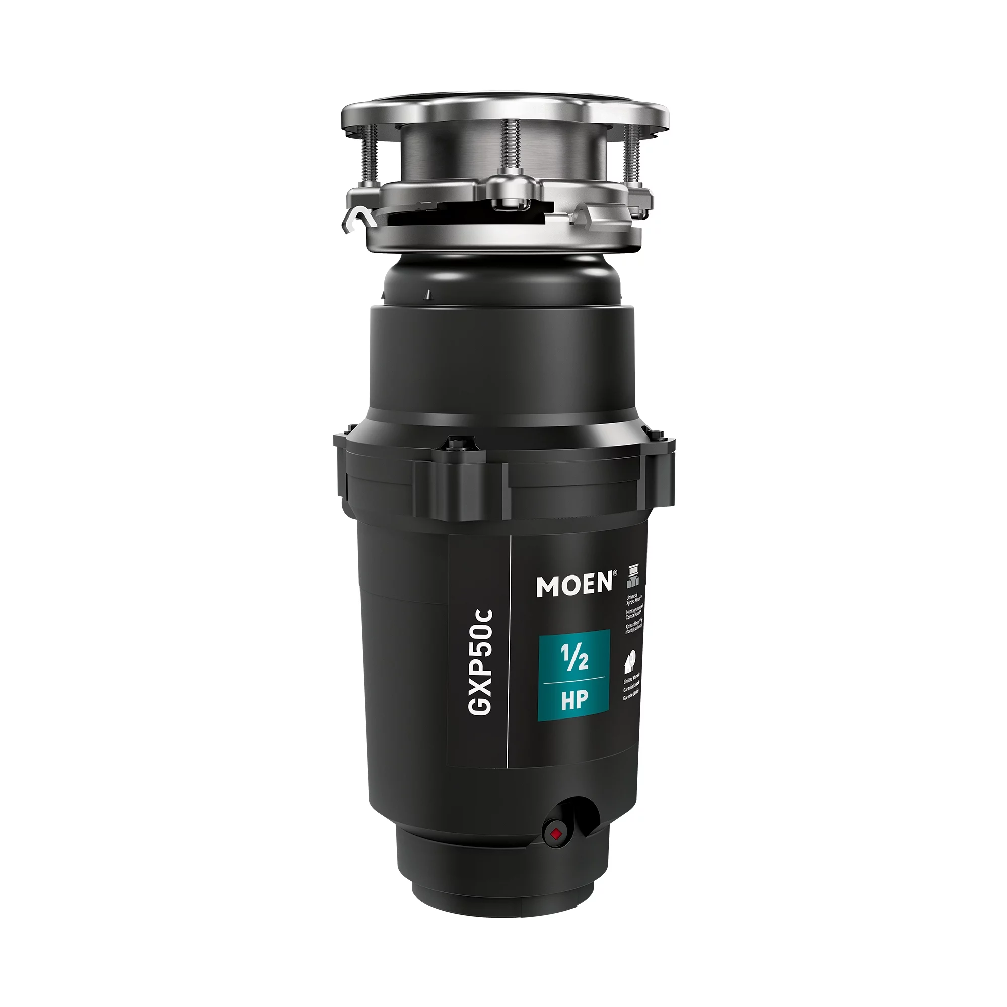 Moen GXP50C GX PRO Series 1/2 HP Continuous Feed Garbage Disposal, Power Cord Included