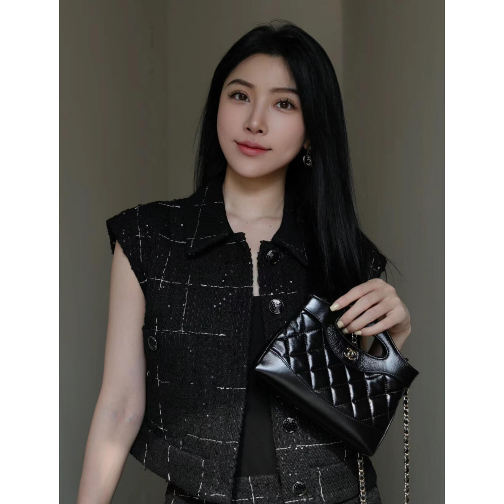 Chanel 31 Mini Shopping Bag Chain Clutch Shiny Lambskin