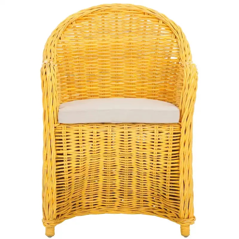 SAFAVIEH Sinja Yellow Rattan Club Chair – Compact 24″W x 26″D x 35″H Design