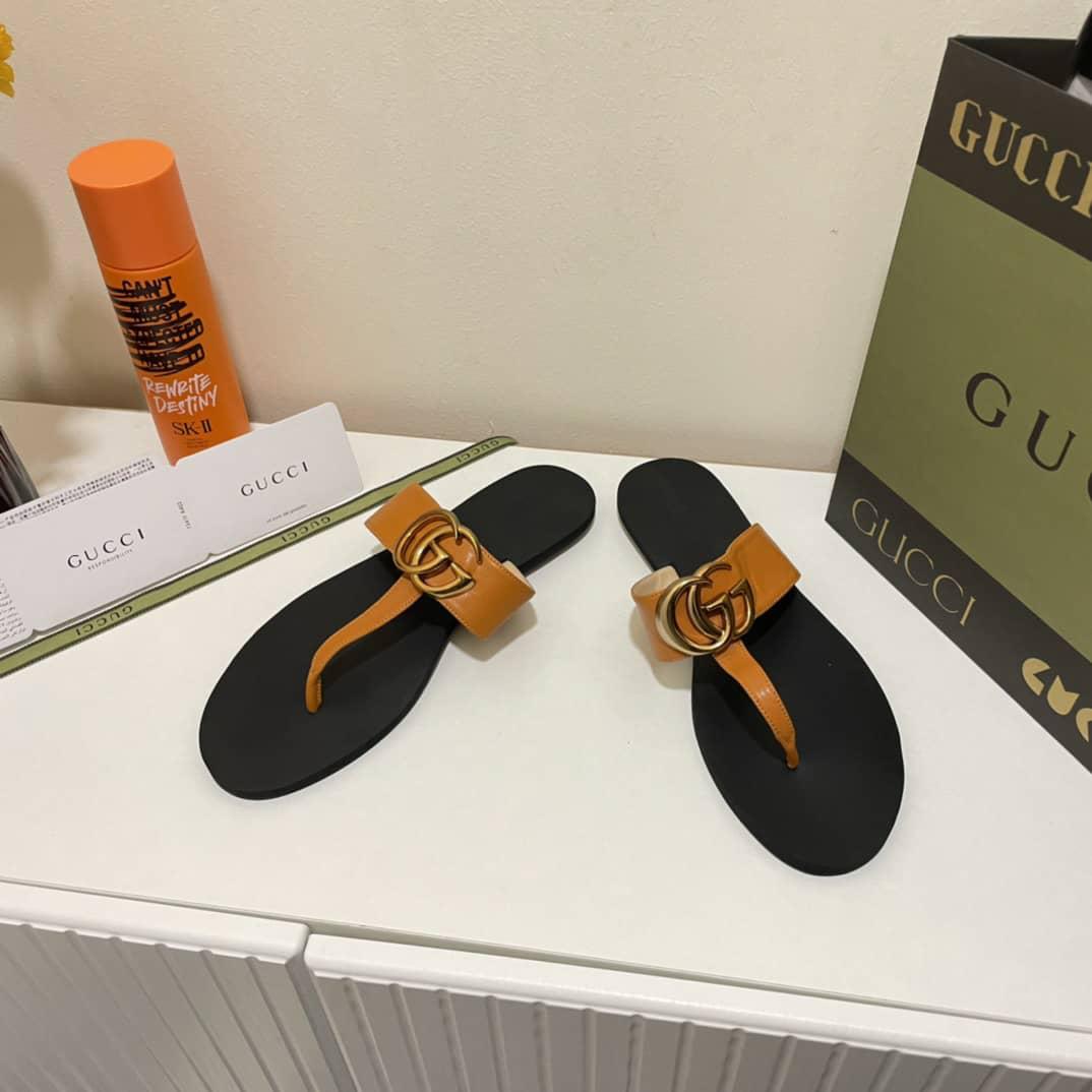 Gucci Double G Thong Leather Orange