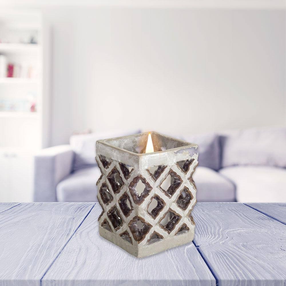 6.5x22H Candle Holder - Cement - Set of 2