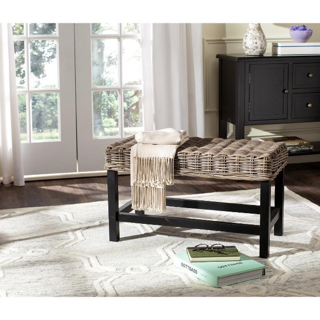 Omari Wicker Bench Grey Safavieh