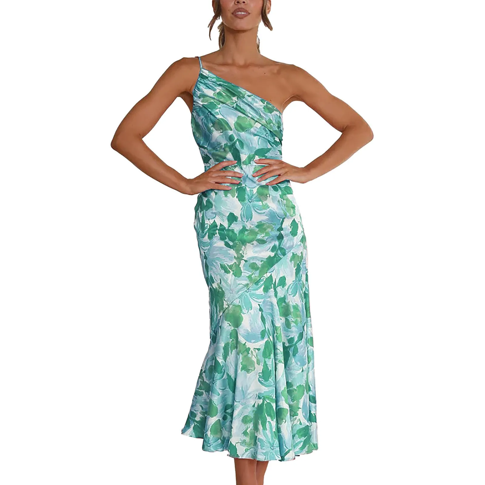 Floral One-Shoulder SundressClistos