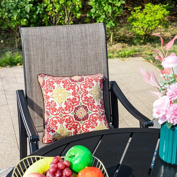 MAISON ARTS 5/7Piece Patio Dining Set,Round Metal Table and 4/6 Textilene Fabric Padded Armchairs
