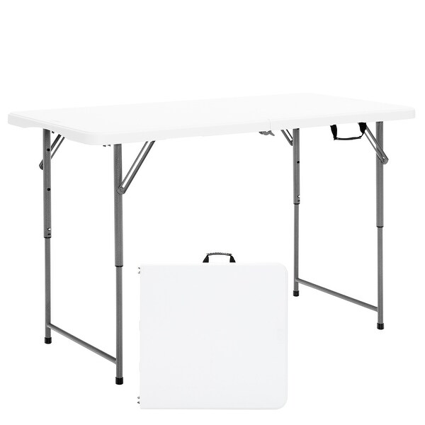Costway Folding Table Portable Bifold Picnic Dining Table w/ 3Level