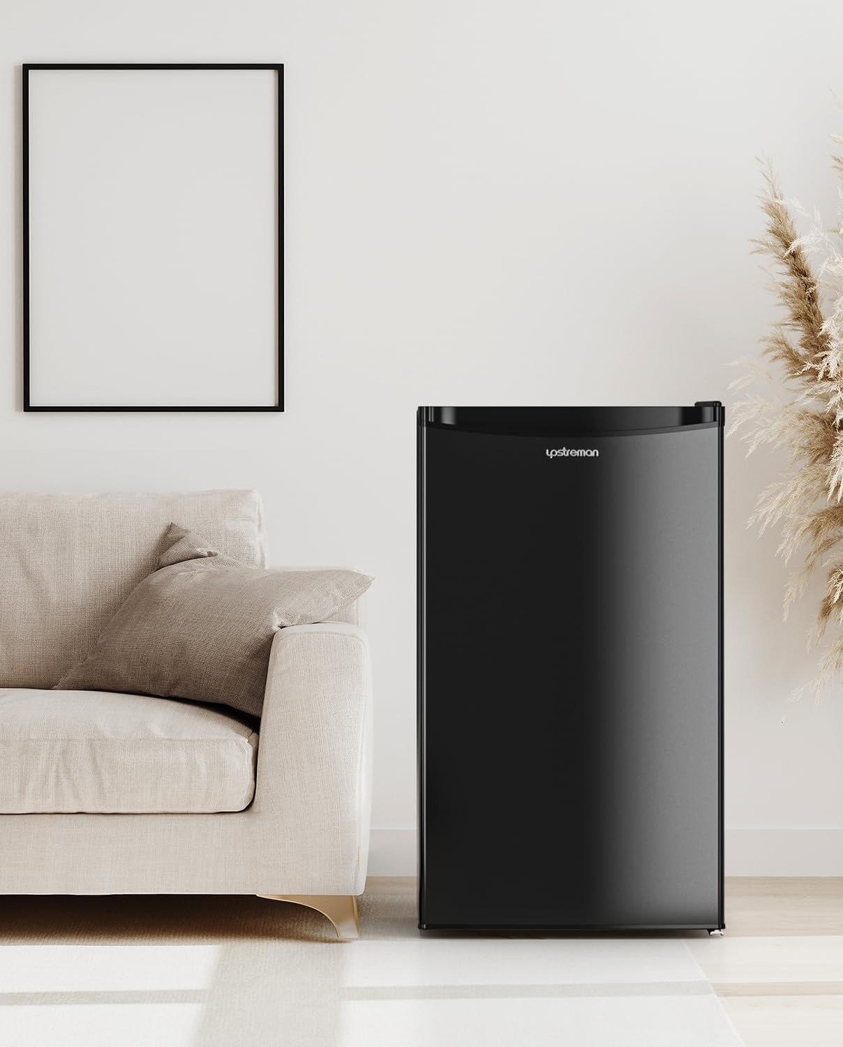 3.2 Cu.Ft Mini Fridge with Freezer Single Door Adjustable Thermostat Compact for Small Spaces Black