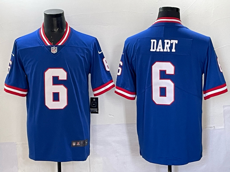 Men's New York Giants Jaxson Dart #6 Royal Alternate 2 Classic Game Jersey