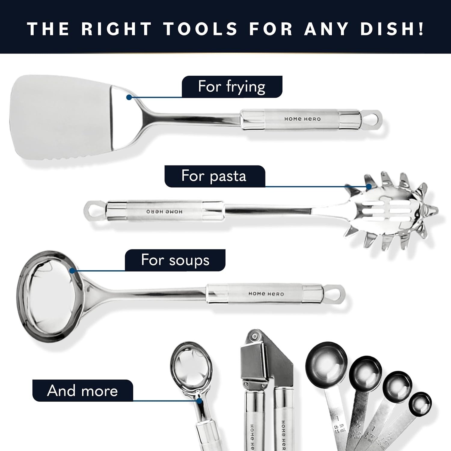 54-Piece Stainless Steel Kitchen Utensil Set Heat-Resistant Silicone Cooking Tools Silver