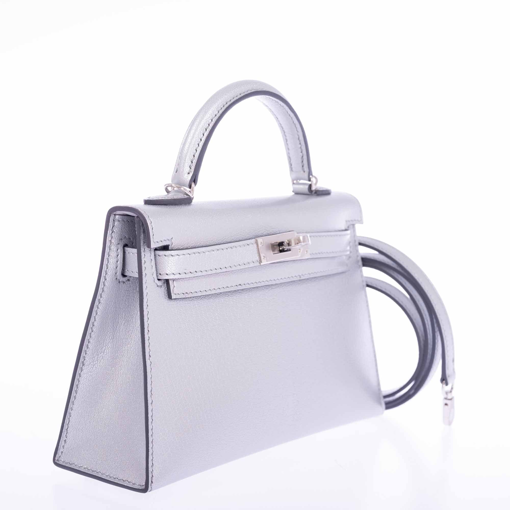 Hermès Mini Kelly II Sellier Argent Chèvre Chamkilight Palladium Hardware