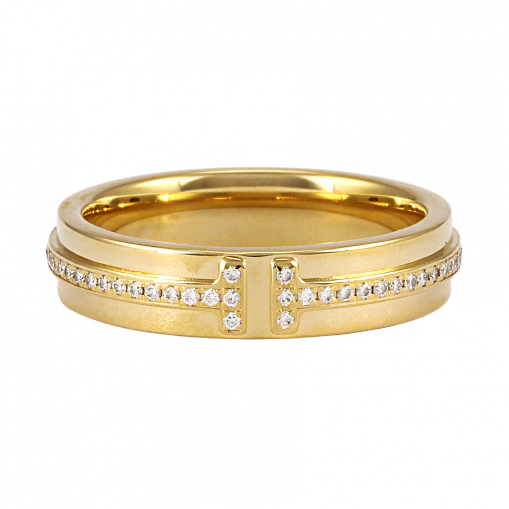 Tiffany & Co. Tiffany T Two Narrow Ring 18K Yellow Gold Diamond
