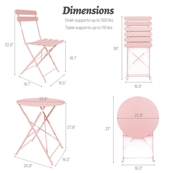 3 Piece Patio Bistro Balcony Chair Table Set