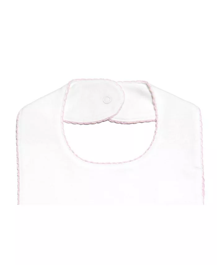 Cuclie Classic Bib, Infant Girls, White with Pink Trim