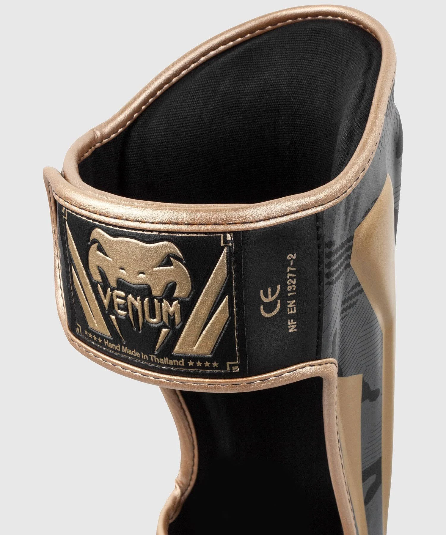 Venum Elite Shin Guards - Dark Camo/Gold - XL