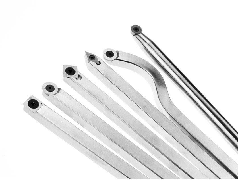 6 Tool Set of Carbide Wood Lathe Tools Plus Interchangeable Foam Grip Handle, with 4 Handles