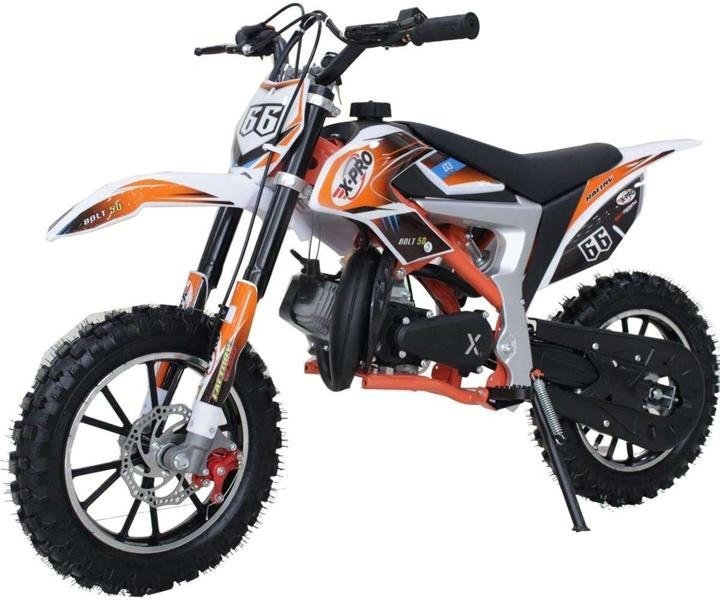 bolt-50cc Dirt Bike Gas Dirt Bike Kids Dirt Bikes Pit Bikes Youth Dirt Pitbike with Gloves, Goggle and Handgrip,Red