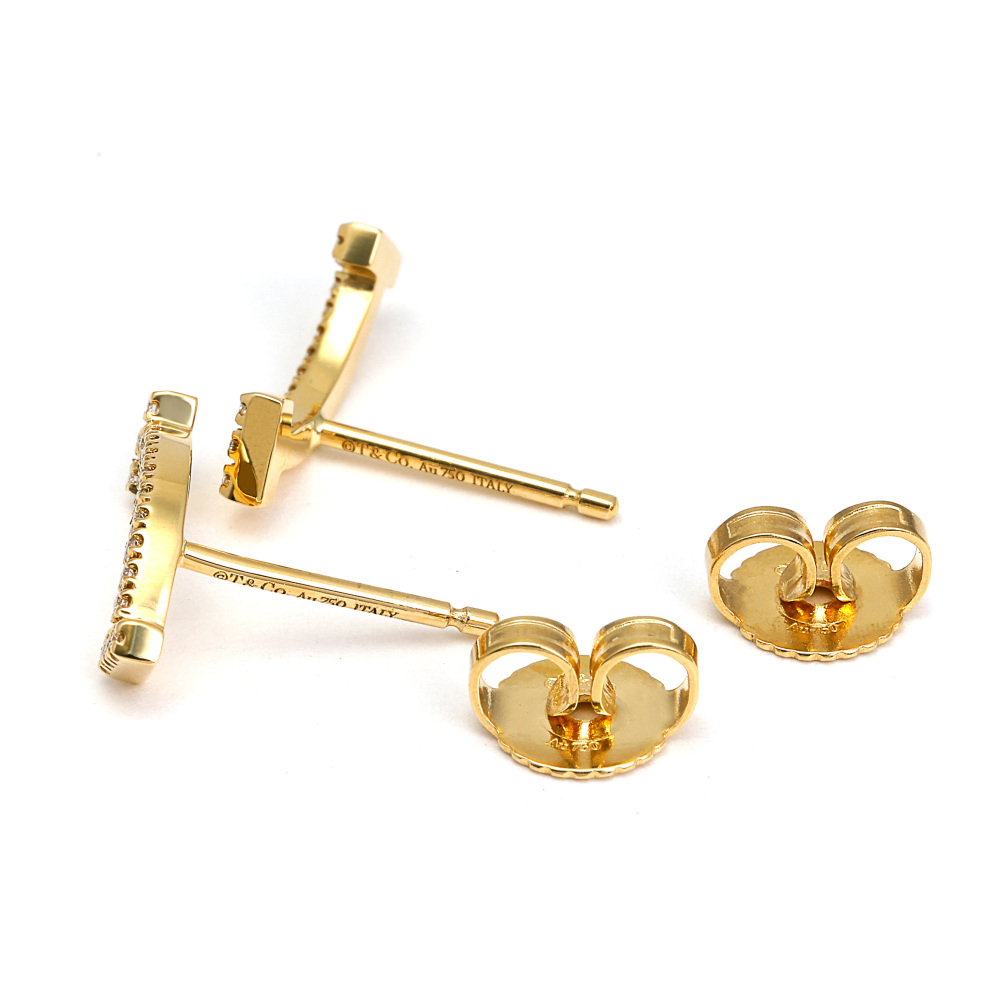 Tiffany & Co. Tiffany T Smile Earrings 18K Yellow Gold Diamond 60150725
