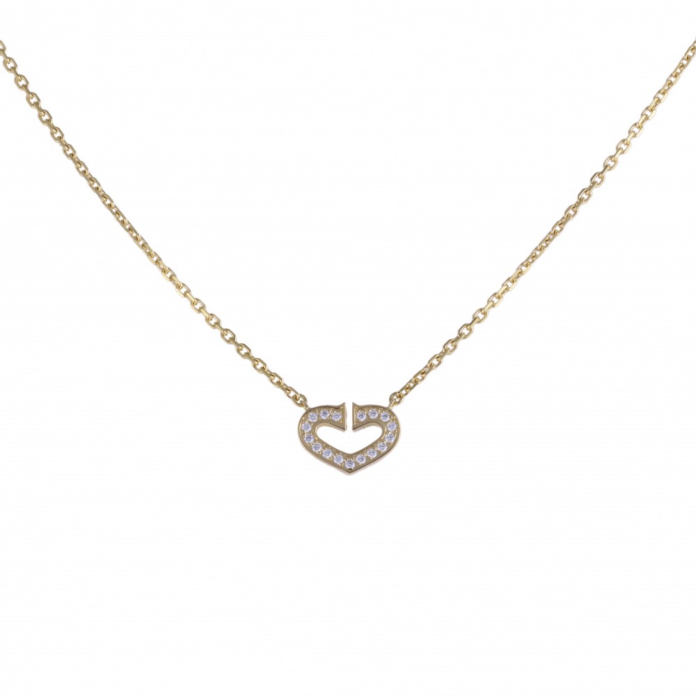 Cartier C Heart Necklace 18K Yellow Gold Diamond
