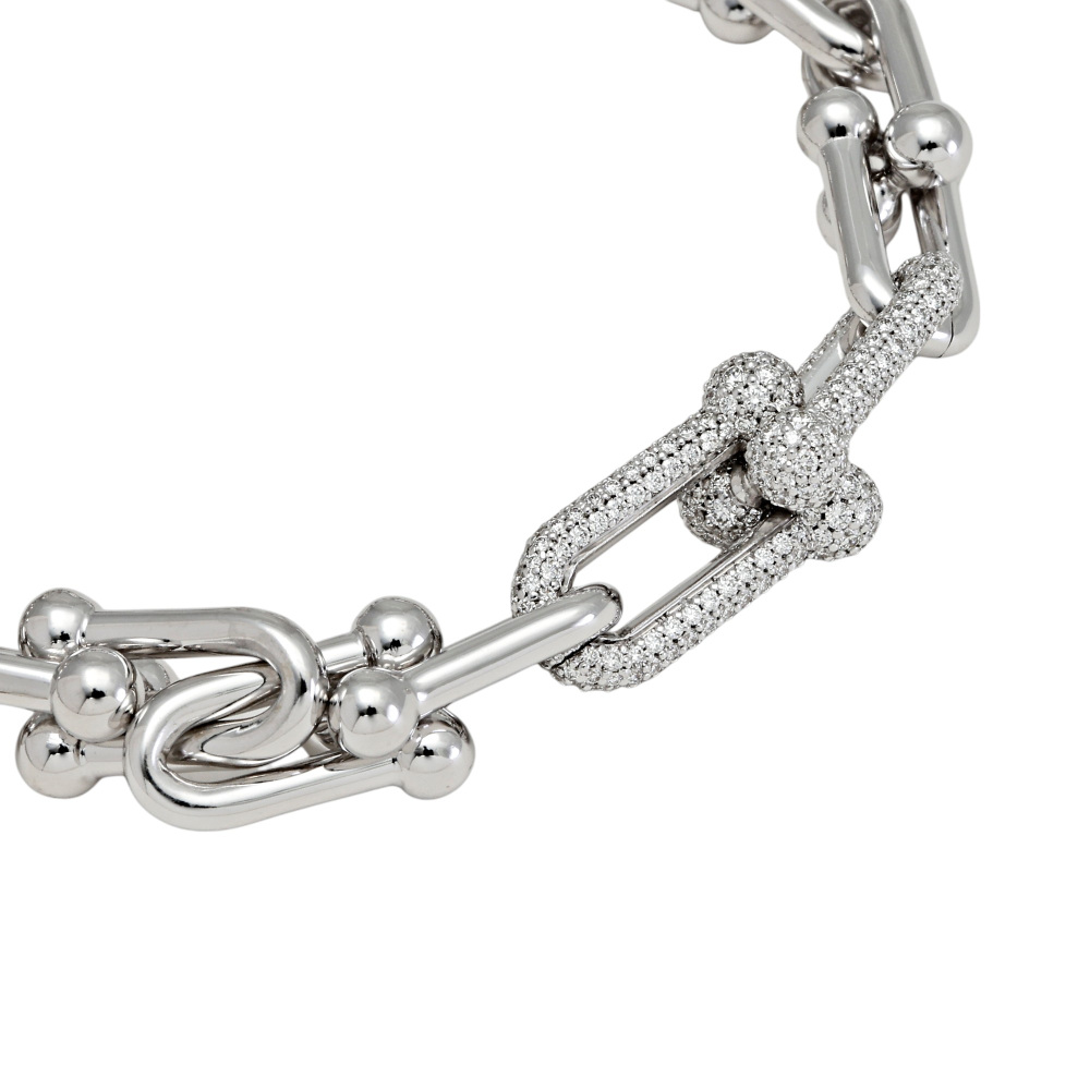 Tiffany & Co. Hardware Link Bracelet 18K White Gold Diamond 71792617