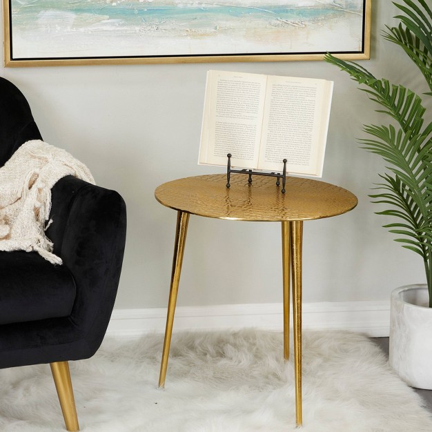 Contemporary Aluminum Crocodile Accent Table Gold Olivia amp May