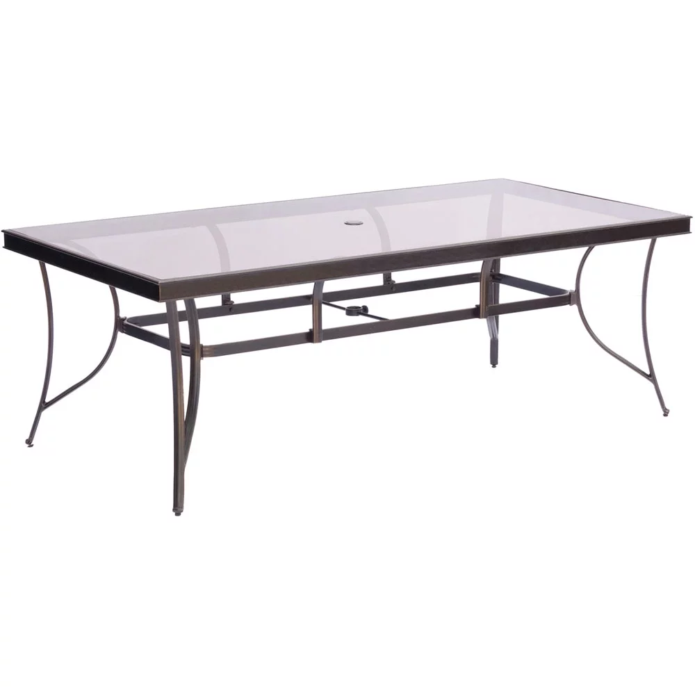 Hanover Fontana 9-Piece Outdoor Dining Set with Swivel Rockers and Glass-Top Table