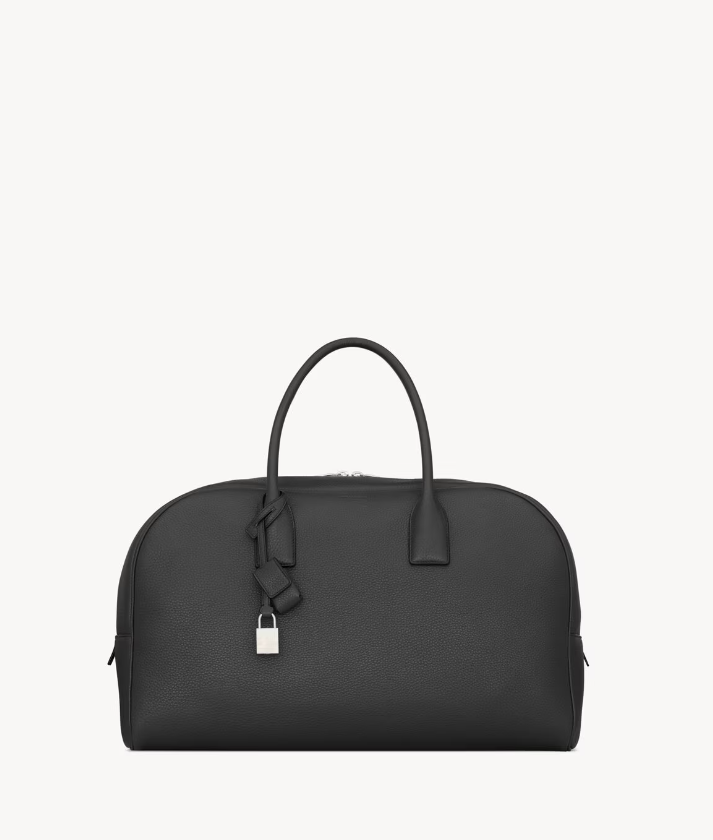 YSL MEDIUM BOWLING DUFFLE IN GRAINED LEATHER WITH STRAP
