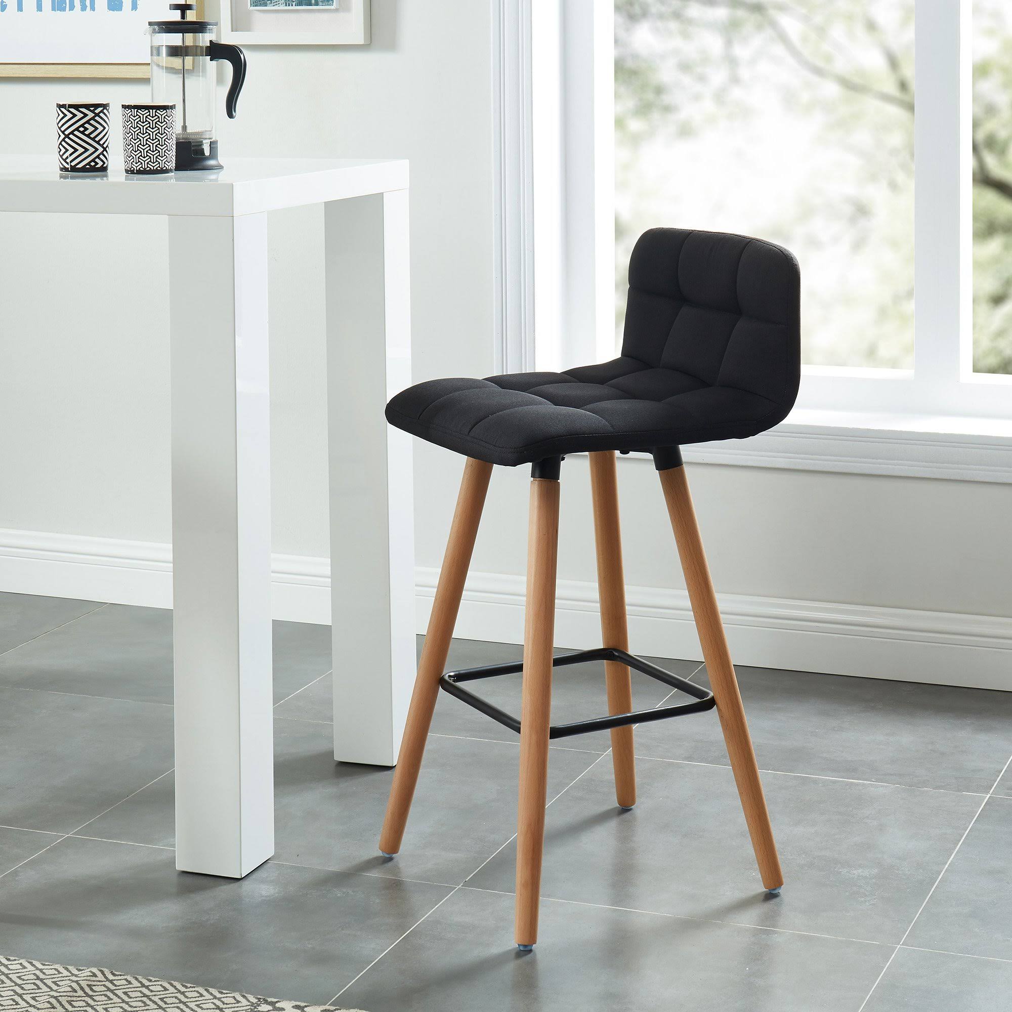 Whi Rico 26 in. Counter Stool - Set of 2 Black