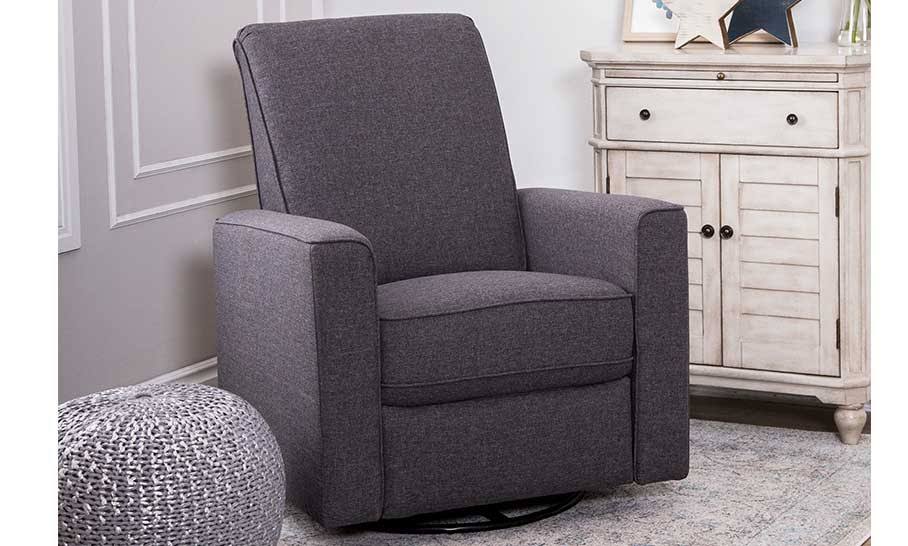 Abbyson Living Emma Nursery Swivel Glider Recliner in Grey