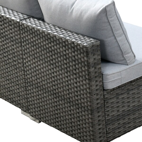 HOOOWOOO 8piece Patio Furniture Set Wicker Sectional Sofa with Fire Pit Table