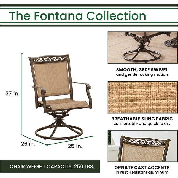Hanover Fontana 9Piece Dining Set with Eight Swivel Rockers and a 60 In. Square Dining Table