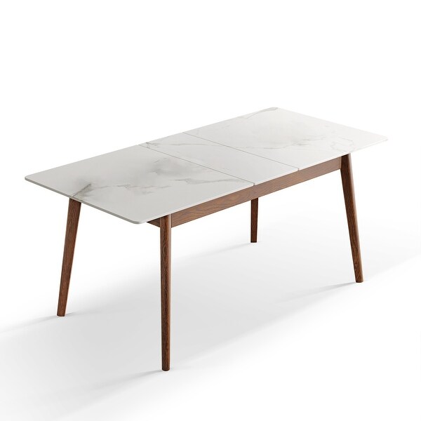 Nestfair Solid Oak Meet Dining Table with Marble Finish