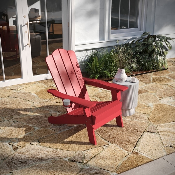 Set of 4 AllWeather Adirondack Chairs with Cupholders