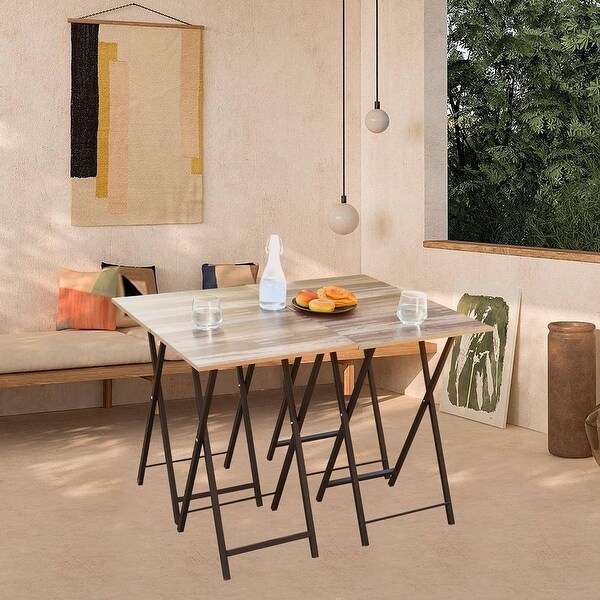Set of 4 Industrial TV Trays,Folding TV/Snack Tray Table Set