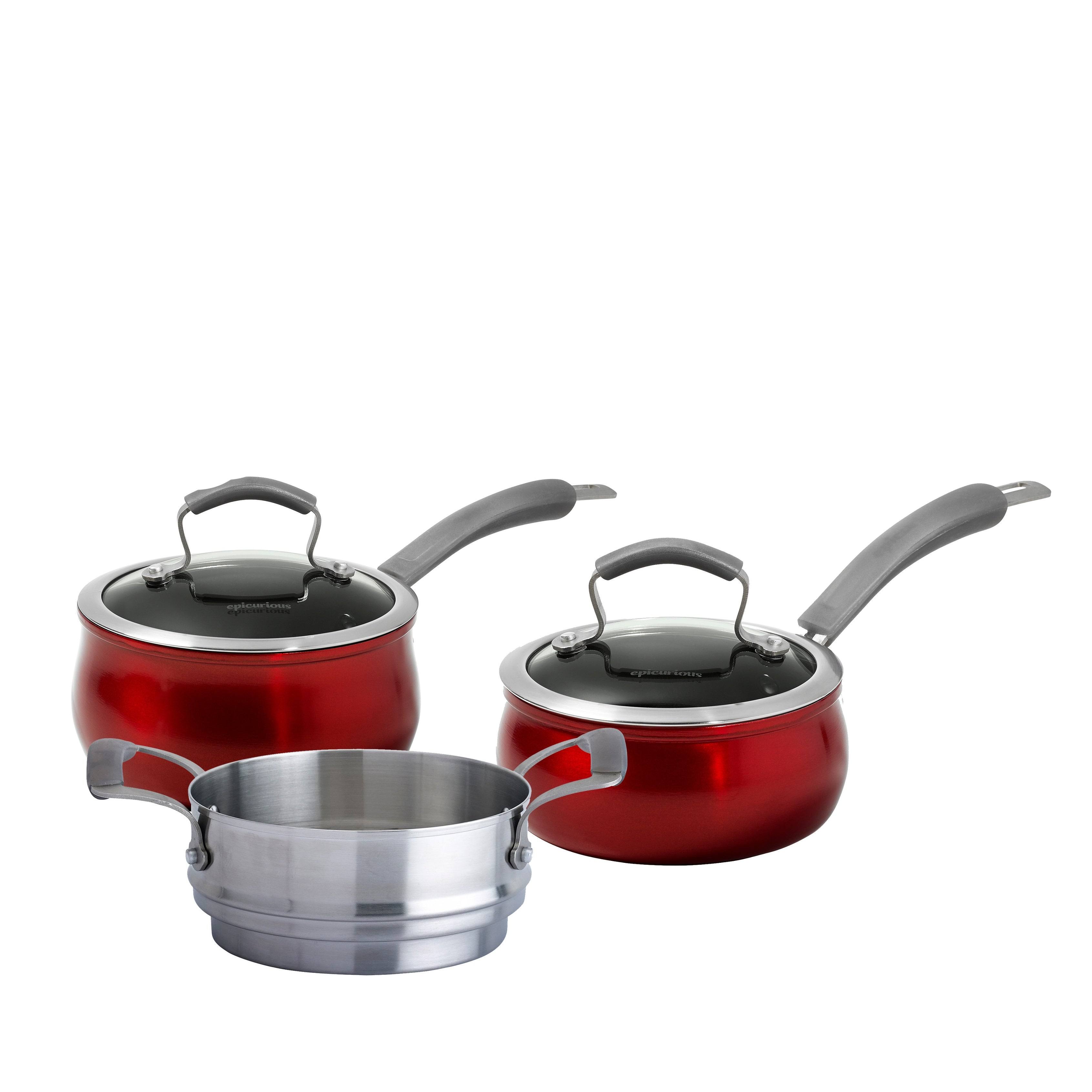 Epicurious Aluminum Nonstick 11-Piece Cookware Set, Red