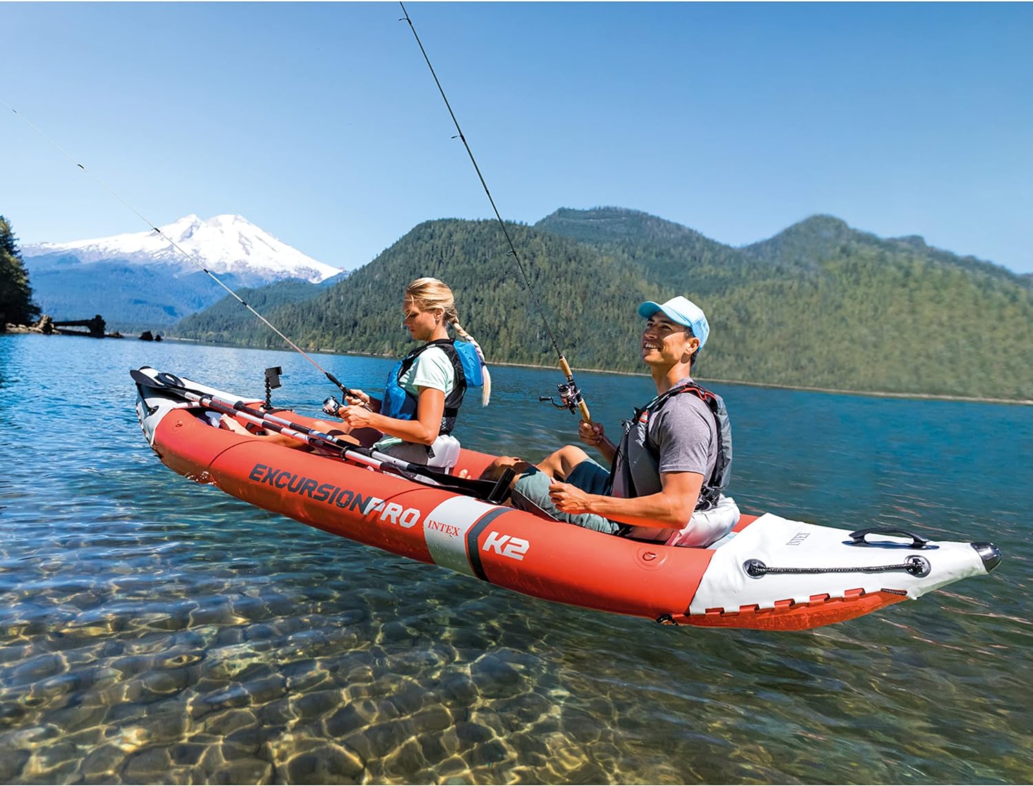 Excursion Pro Inflatable Kayak Series: Includes Deluxe 86in Kayak Paddles and High-Output Pump – SuperTough PVC – Adjustable Bucket Seat – Fishing Rod Holders – Grab Handles